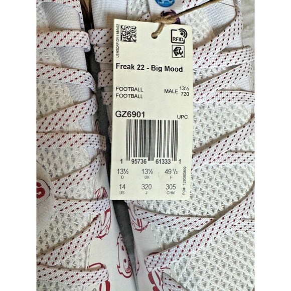 Adidas Freak 22 Big Mood Football Cleats Mens Sz 14 White Red NEW main image 7